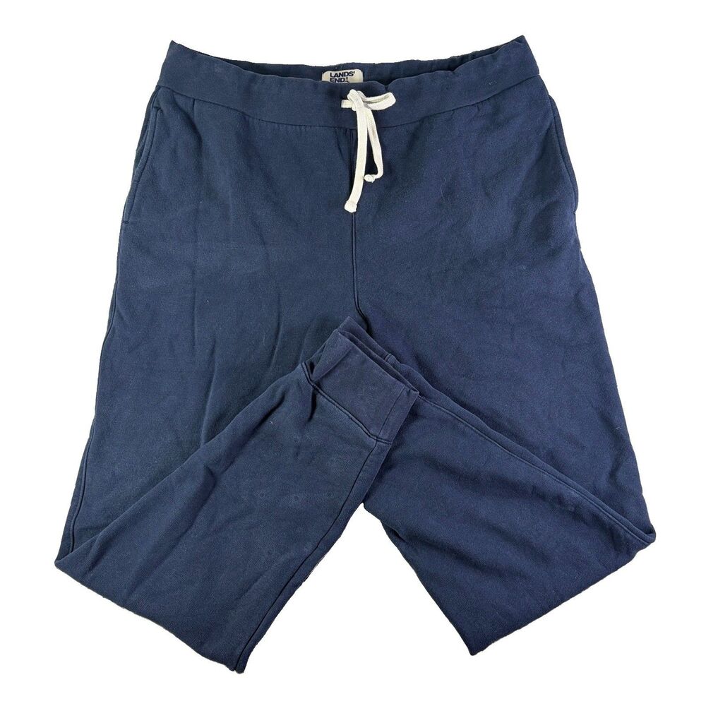 Lands End Serious Sweats Sweatpants Mens LT (Tall) Navy Blue Stretch Activewear